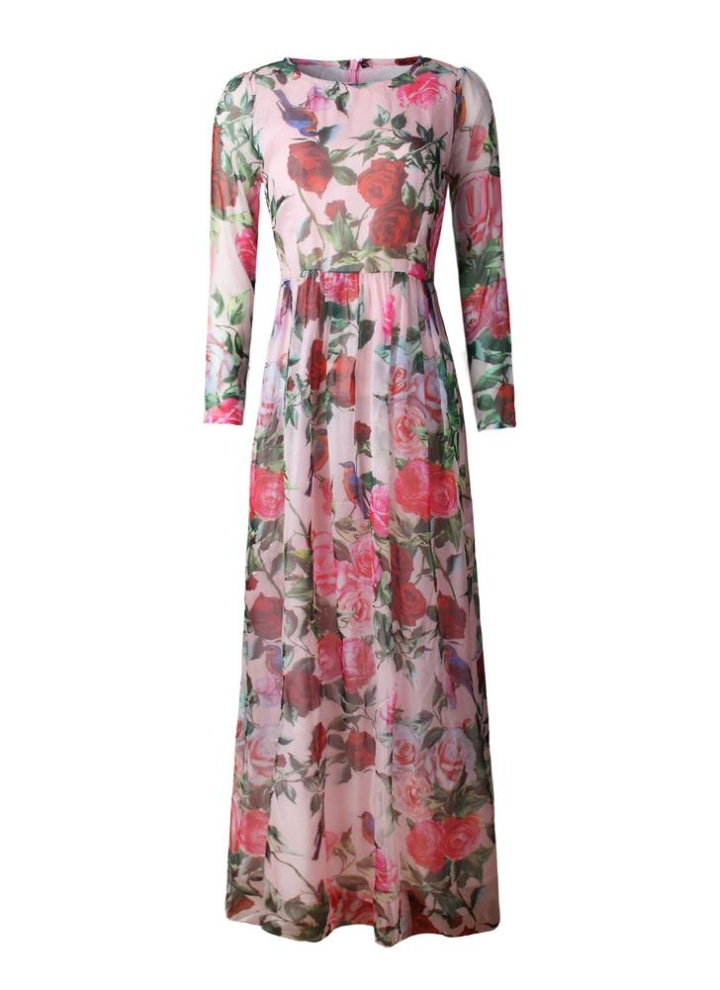 Long Sleeve Chiffon Maxi Dress